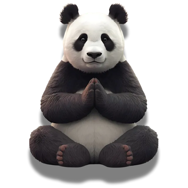 Grateful Panda companion meditating