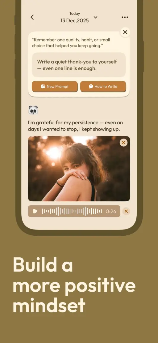 Journal entry interface with guided reflection prompts Journal entry interface with guided reflection prompts